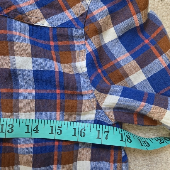 J.CREW Blue and Orange Plaid Button-Up Cotton Shirt. Size Small - Picture 11 of 12